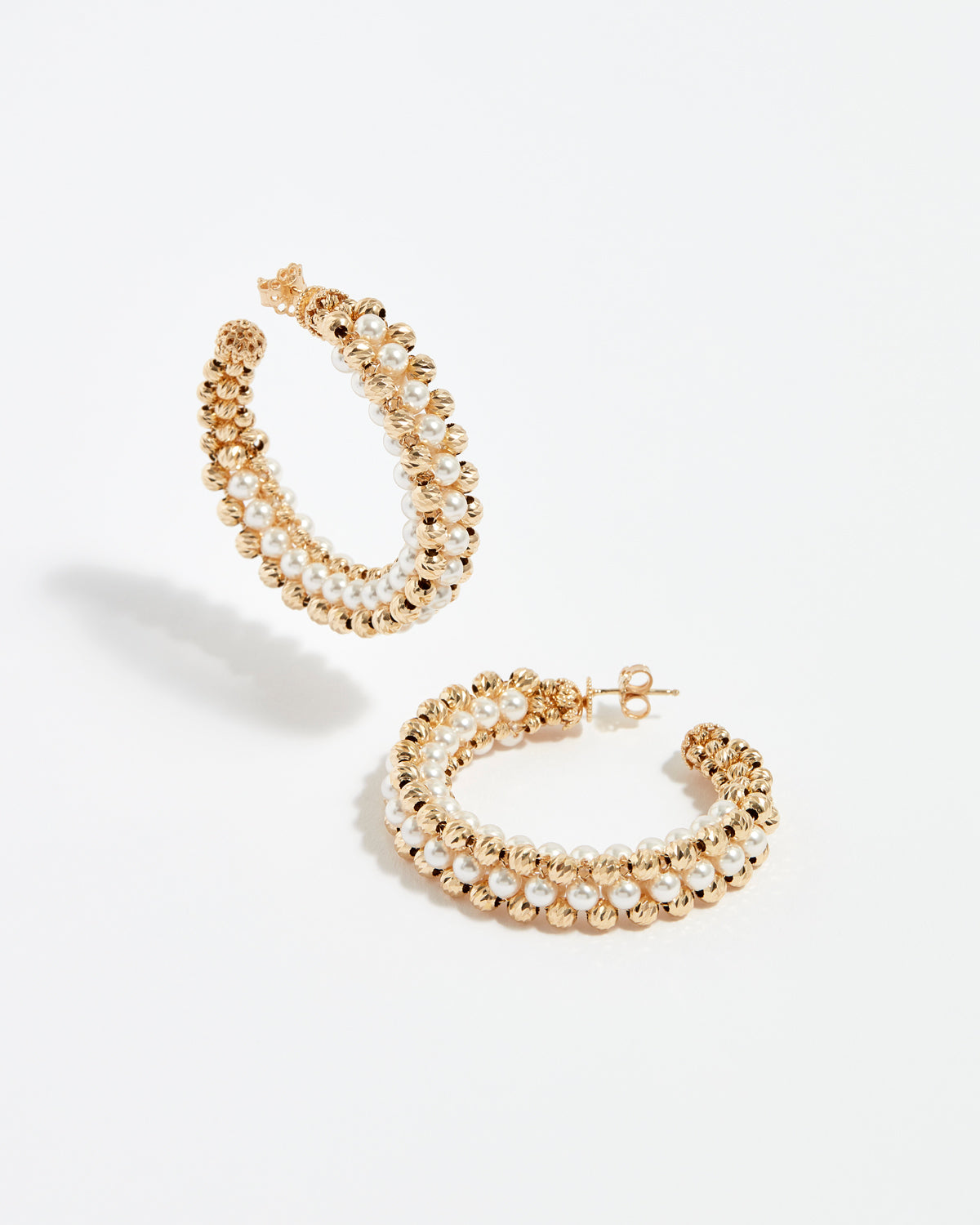 Brass & Copper Beaded Hoop Earrings - Carmen Q