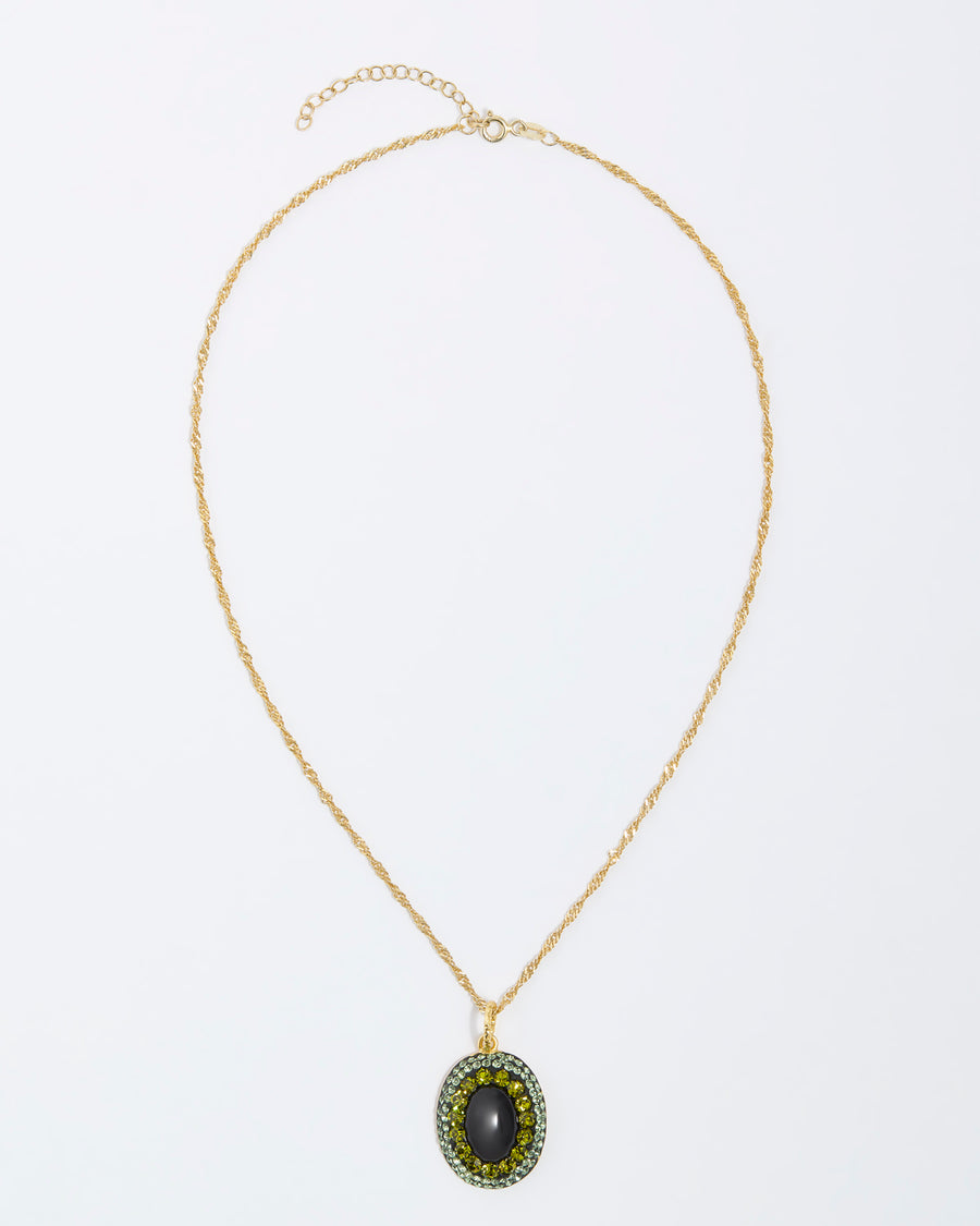 Onyx & Green Pendant Necklace