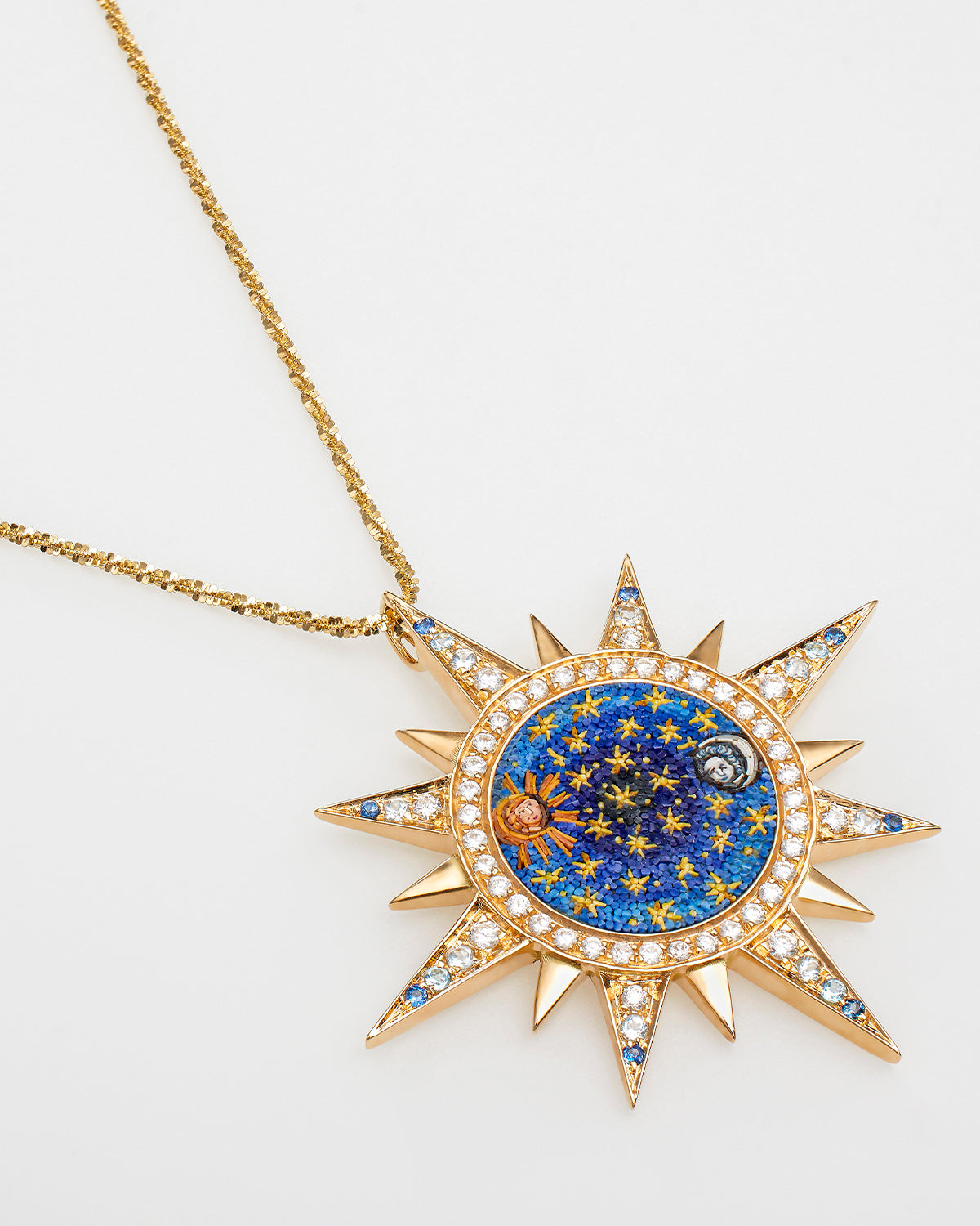 Celestial Star, Diamond & Sapphire Micro-Mosaic Pendant Necklace, 18ct ...